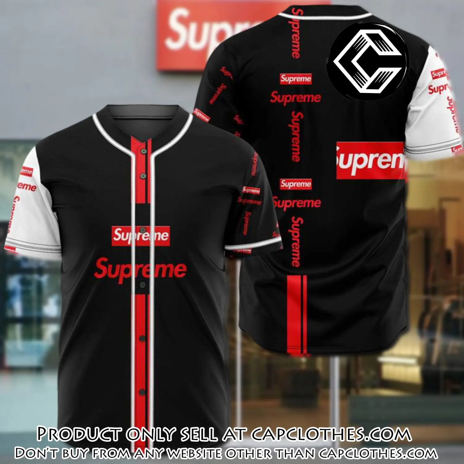 Supreme black baseball jersey shirt luxury bjs1236 cc4155094